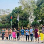 নওগাঁয় বিএনপি নেতার উপর হামলার প্রতিবাদে মানববন্ধন